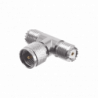 Adaptador en T de Conector Mini-UHF Macho a Doble Mini-UHF Hembra, Níq