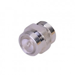 Adaptador Barril de Conector DIN-7-16 Hembra a DIN 7-16 Hembra, Plata/