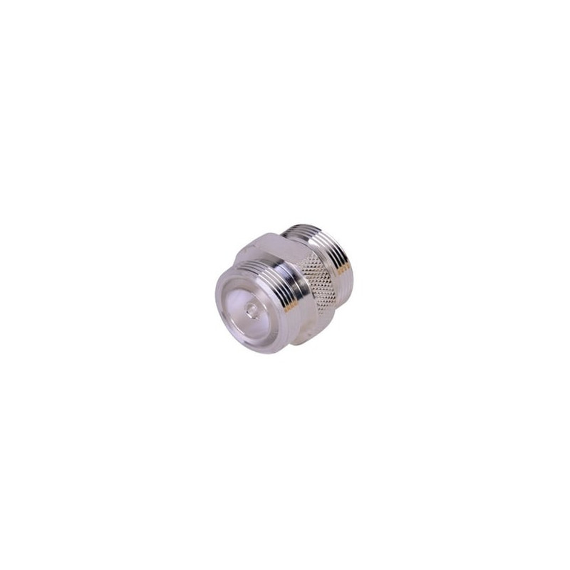 Adaptador Barril de Conector DIN-7-16 Hembra a DIN 7-16 Hembra, Plata/