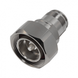 Adaptador en Línea de Conector DIN 7-16 Macho a 4.3-10 Hembra, Bronce