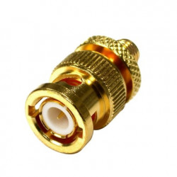 Adaptador en Linea de Conector SMA Hembra a BNC Macho, Oro/ Oro/ Tefló