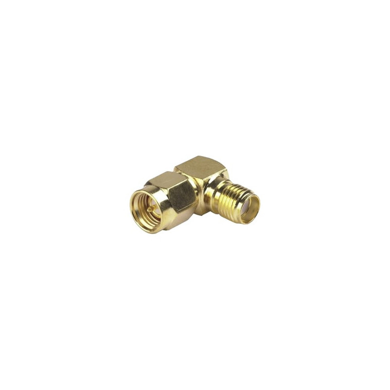 Adaptador en Ángulo Recto, de Conector SMA Macho a SMA Hembra, Oro/ Or
