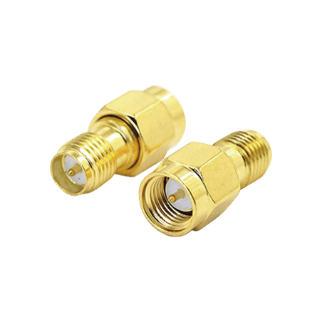Adaptador de SMA Macho a SMA Hembra Inverso, Oro/ Oro/ Teflón,