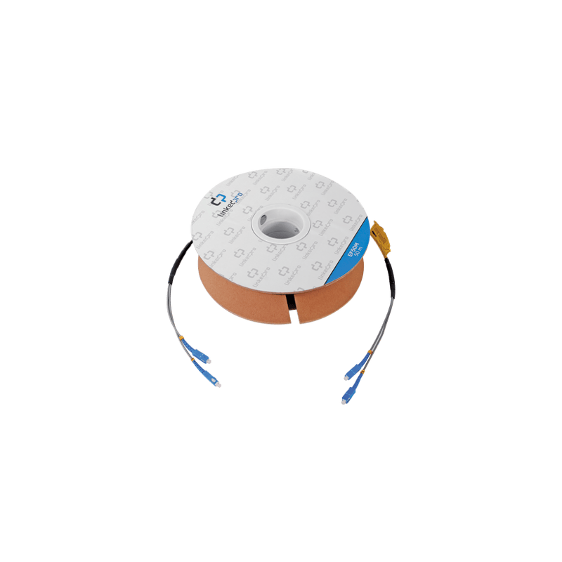 Carrete de Fibra Óptica Monomodo con conectores SC-SC Duplex, Reforzad