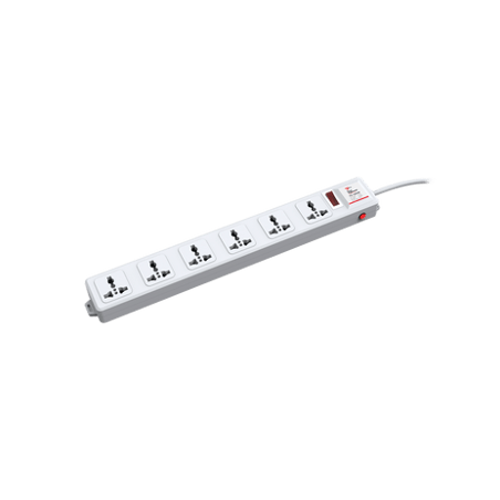 Protector de 120 Vca con 6 contactos de alimentación en color blanco