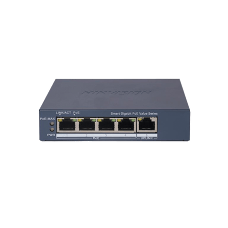 Switch Gigabit PoE / Administrable / 4 Puertos 1000 Mbps PoE / 1 Puert