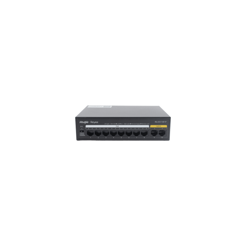 Switch PoE con 10 Puertos 10/100 Mbps / 110 W / Carcasa de Acero / No