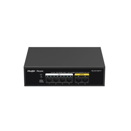 Switch de 6 Puertos 10/100 Mbps, PoE hasta 54 Watts, No Administrable