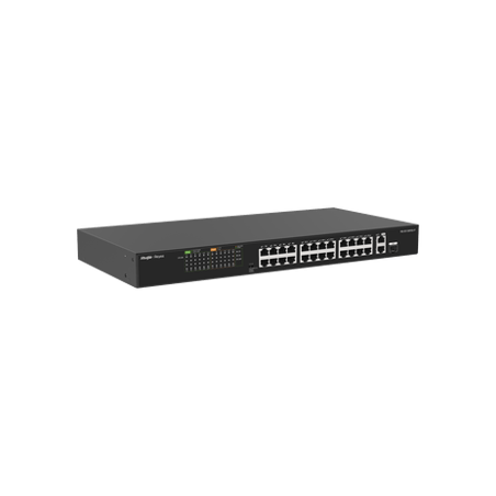 Switch PoE, no administrable hasta 370W, 2 puertos Gigabit y 24 puerto