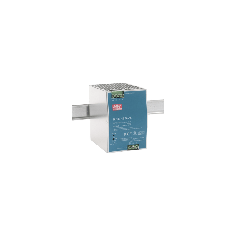 Fuente de Poder Industrial de 480W, salida 24 Vcc, para montaje en Rie