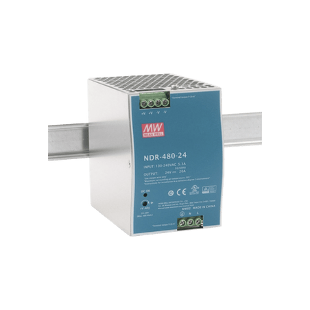 Fuente de Poder Industrial de 480W, salida 24 Vcc, para montaje en Rie