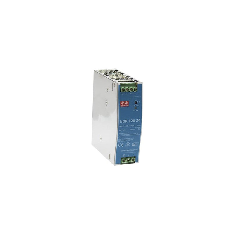 Fuente de poder industrial de 120 W, salida 24 Vcc, entrada 90264 VCA,