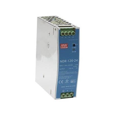 Fuente de poder industrial de 120 W, salida 24 Vcc, entrada 90264 VCA,