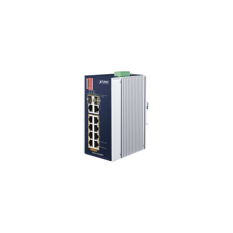 Switch Industrial PoE no administrable de 8 Puertos 10/100TX 802.3at,