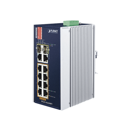 Switch Industrial PoE no administrable de 8 Puertos 10/100TX 802.3at,