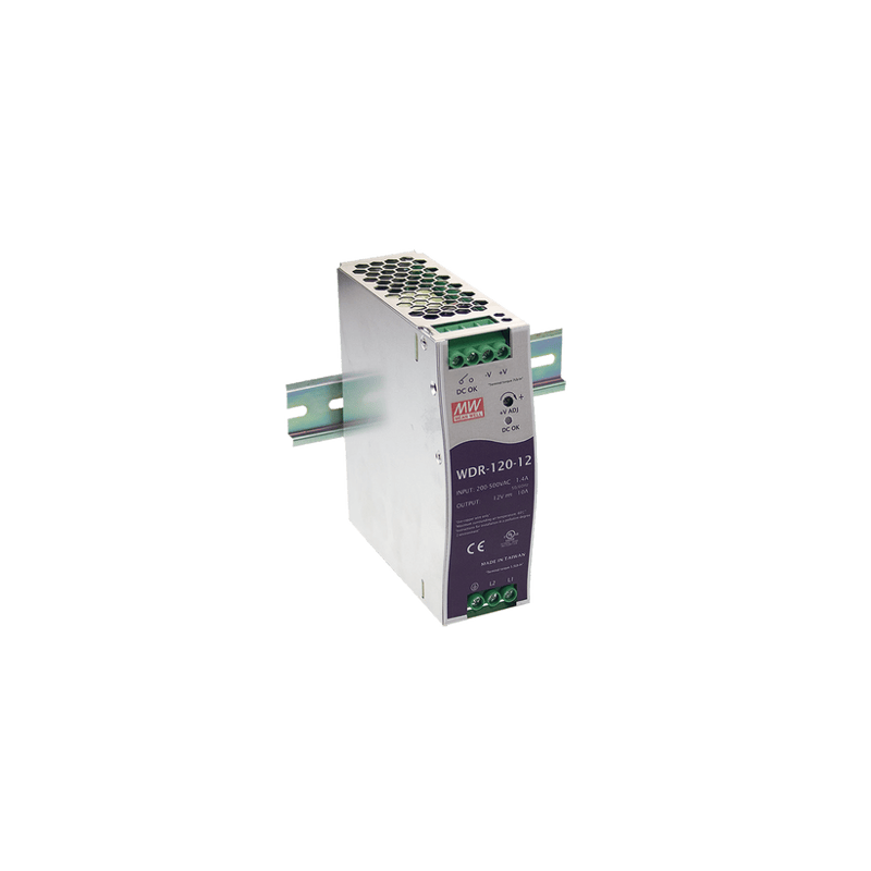 Fuente de Poder Industrial de 120W, salida 24 Vcc, para montaje en Rie