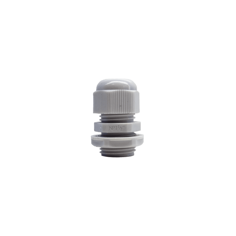 Conector Plástico Blanco Tipo Glándula para Rosca NPT 1/2