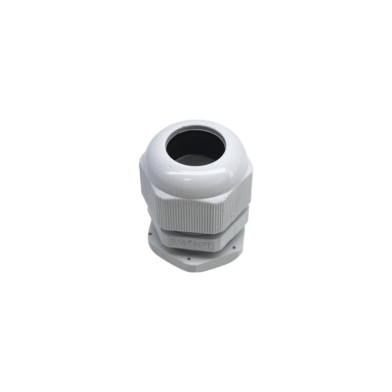 Conector Plástico Blanco Tipo Glándula para Rosca NPT 3/4