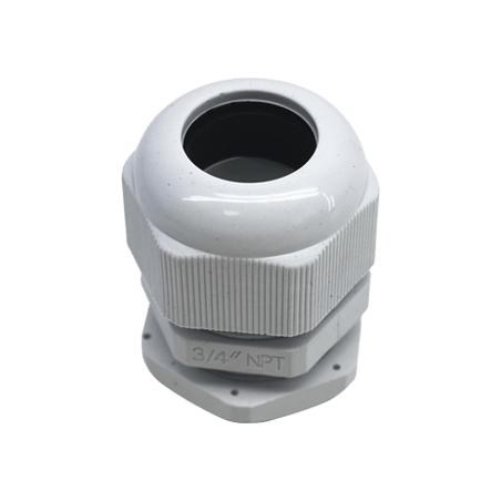 Conector Plástico Blanco Tipo Glándula para Rosca NPT 3/4