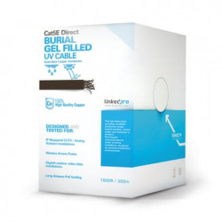 Bobina de cable de 305 m, Cat5E, con gel, para intemperie, doble forro