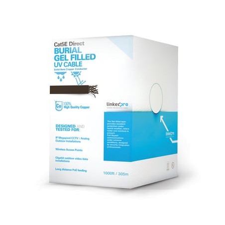 Bobina de cable de 305 m, Cat5E, con gel, para intemperie, doble forro