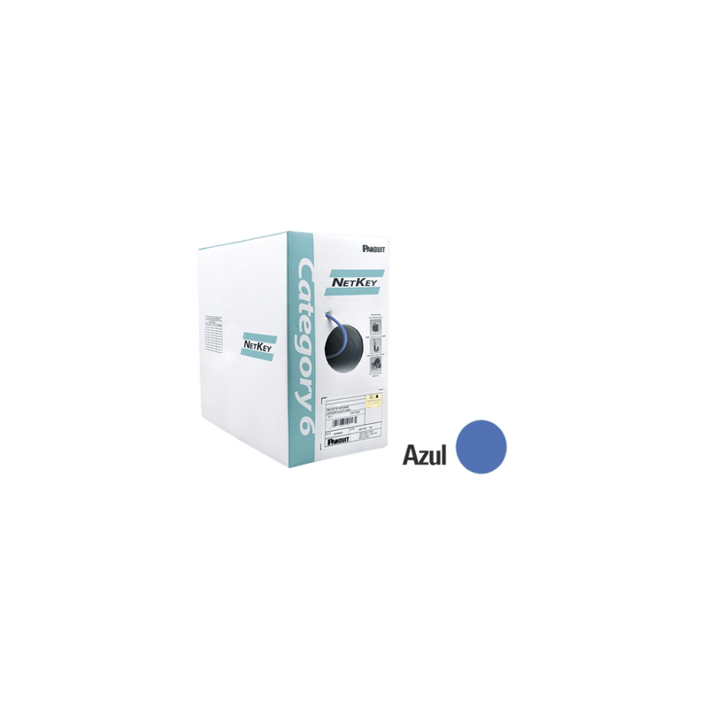 Bobina de Cable UTP 305 m. de Cobre, NetKey, Azul, Categoría 6 (24 AWG