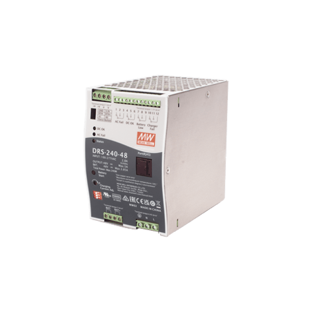 Fuente de Poder Industrial de 240W con Cargador de Baterías, salida 48