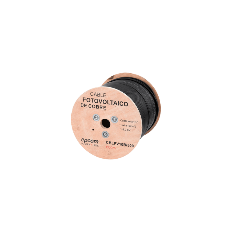 Carrete de 500 Metros / Cable Fotovoltaico Negro / 6mm² (10AWG) / Mate
