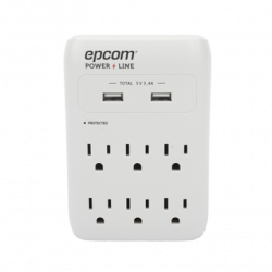 Multicontacto de Pared 110 Vca / Supresor de Picos 1080 Joules / 6 x N