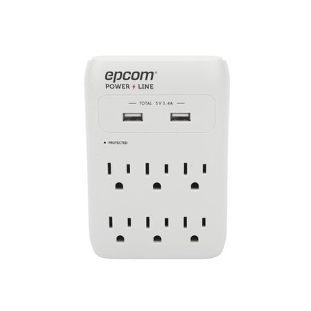 Multicontacto de Pared 110 Vca / Supresor de Picos 1080 Joules / 6 x N