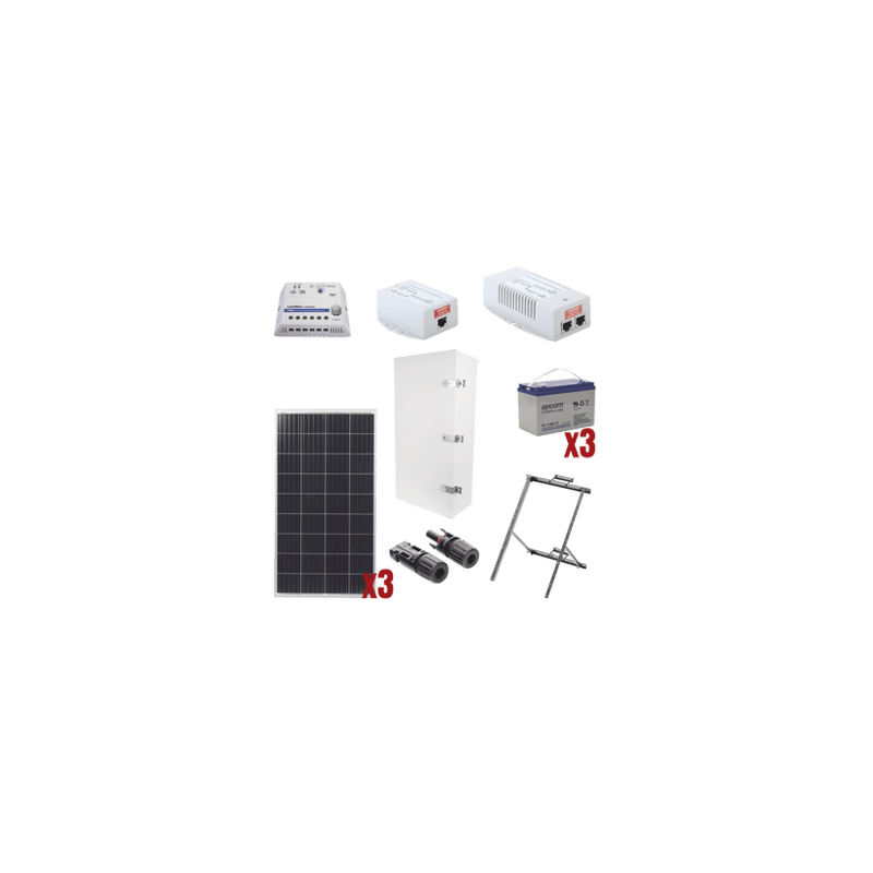 Kit Solar de 35 W con PoE 802.3af y PoE Pasivo 24 Vcc para una Cámara