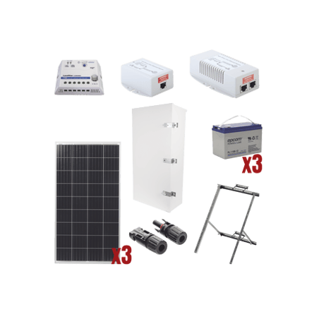 Kit Solar de 35 W con PoE 802.3af y PoE Pasivo 24 Vcc para una Cámara