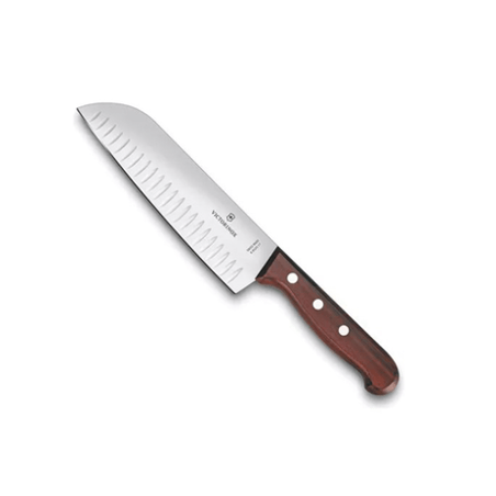 Cuchillo Santoku Wood de 17 cm, Filo con Alvéolos Estilo Japonés.