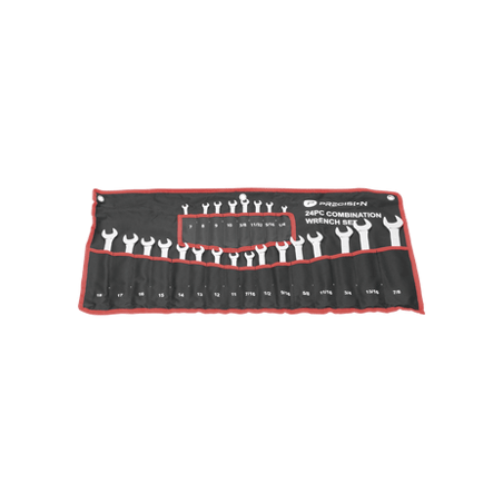 Juego de 24 Llaves Combinadas Métricas e Inglesas con Estuche.