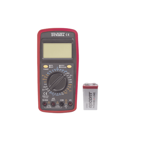 KIT Multímetro Digital DT9205A 600 Vcc /  Vca  CATII,  con Pantalla LC