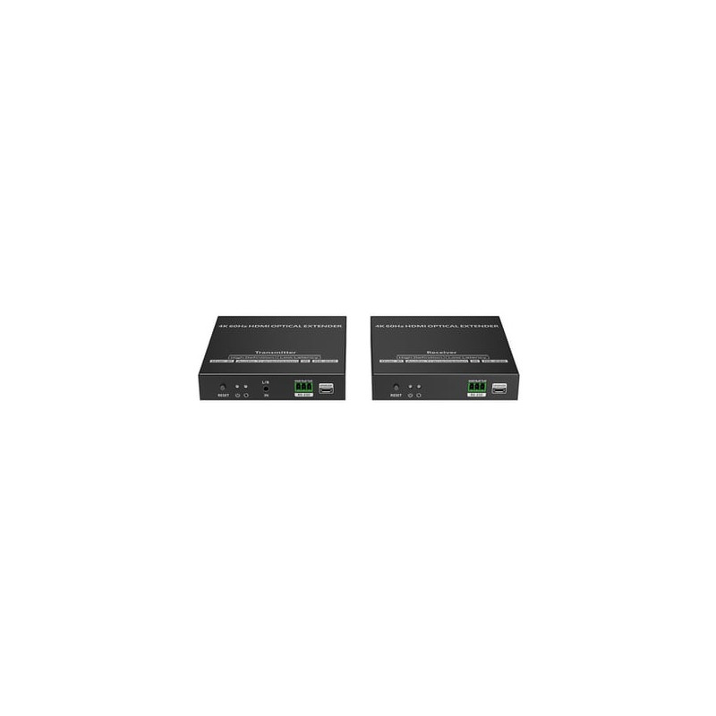 Kit extensor por fibra óptica  Hasta 40 kilómetros  4K60Hz  con IR  RS