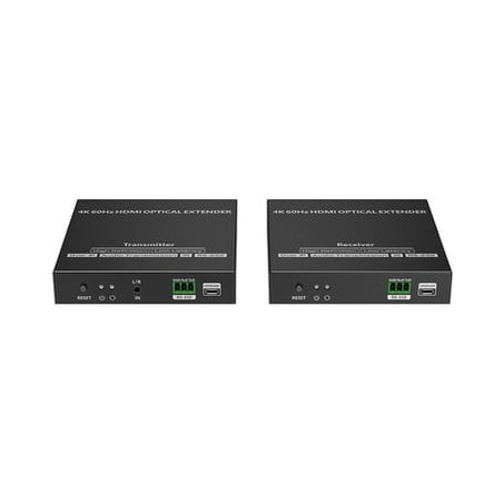 Kit extensor por fibra óptica  Hasta 40 kilómetros  4K60Hz  con IR  RS
