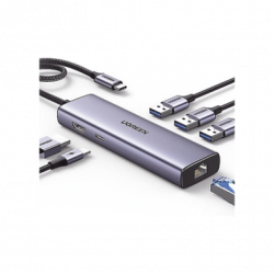 HUB USB-C (Docking Revodok) 6 en 1  3 Puertos USB-A 3.0 (5 Gbps)  USB-