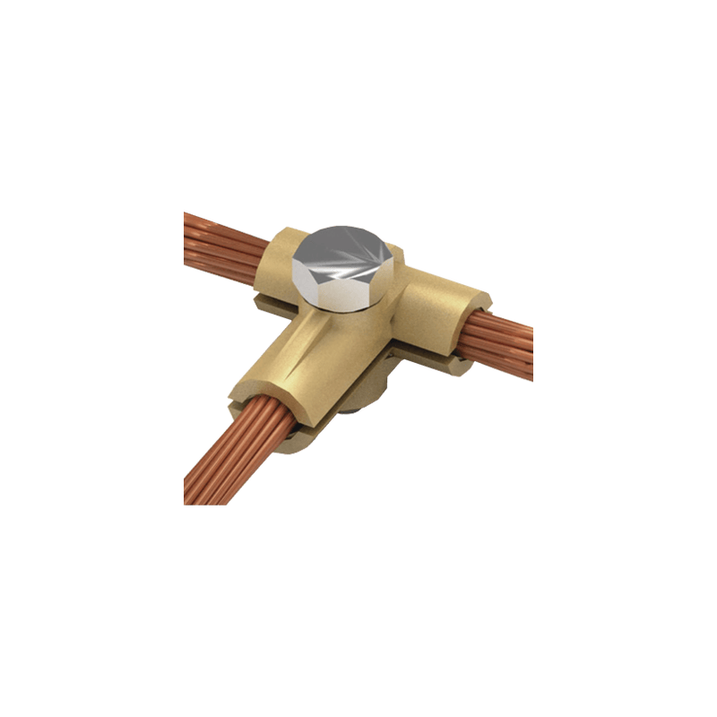 Conector tipo T de latón para diametro 50-70 mm2 cable (1/0-2/0 AWG)