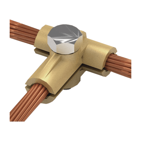Conector tipo T de latón para diametro 50-70 mm2 cable (1/0-2/0 AWG)