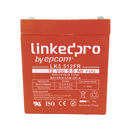 Batería 12 V / 5.5 Ah / UL / Tecnología AGM / Vida útil promedio de 5