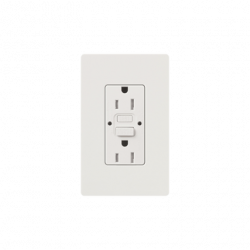 Tomacorriente 125V 15A resistente a manipulaciones, color blanco.