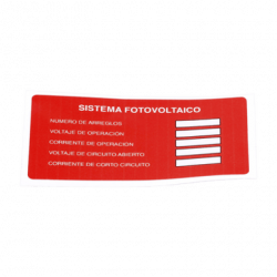 Etiqueta de Sistema fotovoltaico/ Paquete con 20
