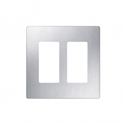 Placa de pared 2 espacios, diseÃ±o tipo metÃ¡lico, para atenuador (dimme