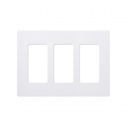 Placa de pared 3 espacios, color blanco, para atenuador (dimmer), swit