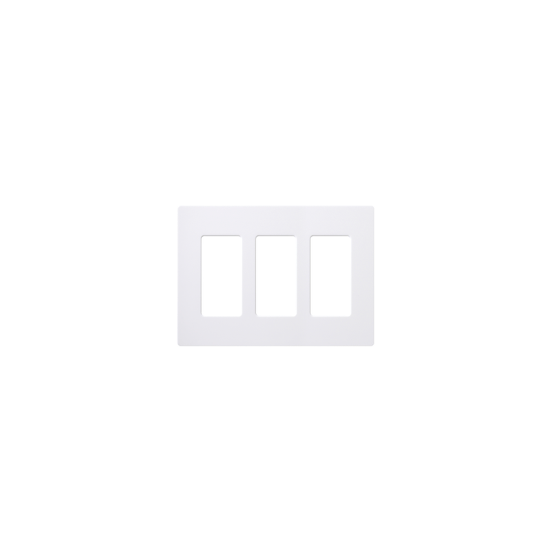 Placa de pared 3 espacios, color blanco, para atenuador (dimmer), swit