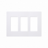 Placa de pared 3 espacios, color blanco, para atenuador (dimmer), swit