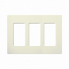 Placa de pared 3 espacios, color blanco, para atenuador (dimmer), swit