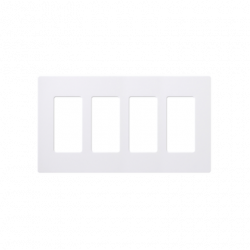 Placa de pared 4 espacios, color blanco, para atenuador (dimmer), swit