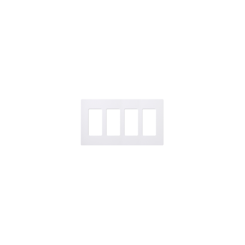 Placa de pared 4 espacios, color blanco, para atenuador (dimmer), swit